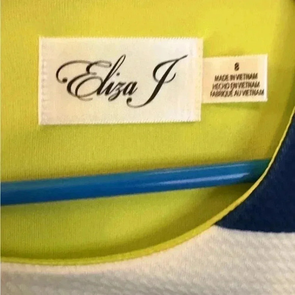 Eliza J NWT Dress Women Sheath Blue Lime Green Floral Sleeveless Size 8 - Picture 2 of 9